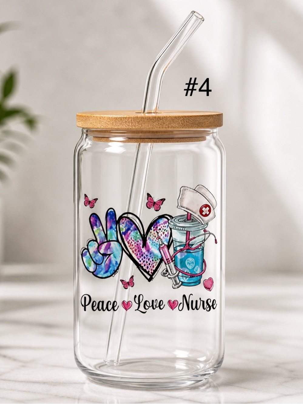 Buy Now* nurse 16 ounce tumbler with bamboo lid and straw - Picture 4 of 15